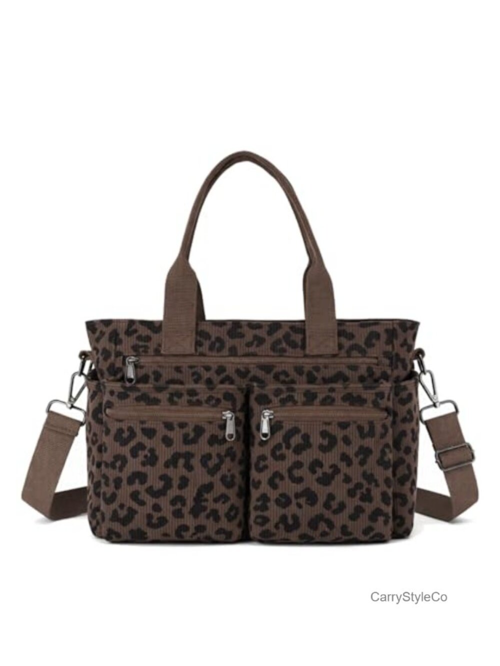 Corduroy Tote Bag with Multiple Pockets Adjustable Strap Crossbody